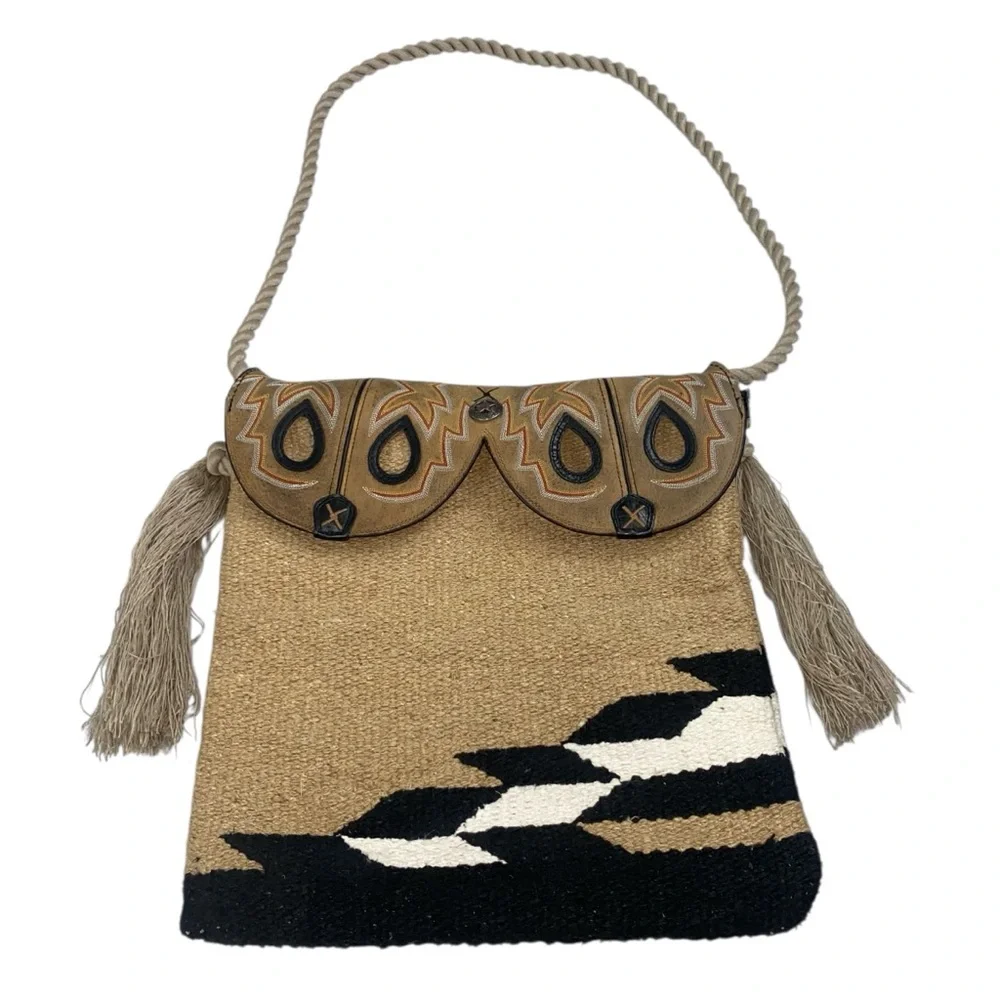 Twisted X Repurposed Shoulder Bag Rope Strap Southwestern Western Hemp Boot Flap